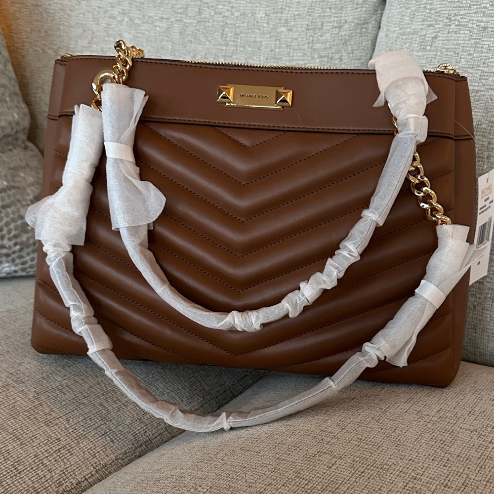 Michael Kors Tan Chevron Shoulder Bag